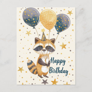 Cute Racoon Happy birthday Postcard