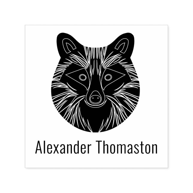 Cute Racoon Head Name Self-inking Stamp (Design)