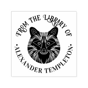 Cute Racoon Head Round Library Book Name Self-inking Stamp