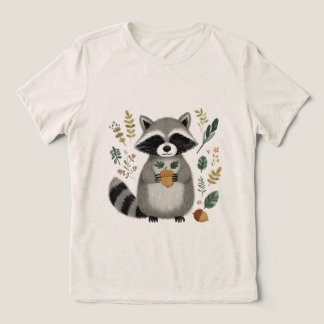 Cute Racoon Holding Acorn Tri-Blend Shirt