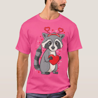 Cute Racoon Holding Hearts Love Valentines Raccoo T-Shirt