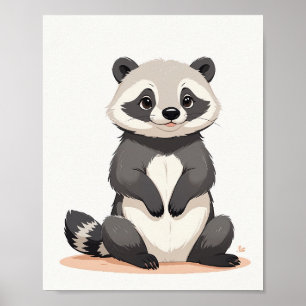 Cute Racoon Illustration  Poster