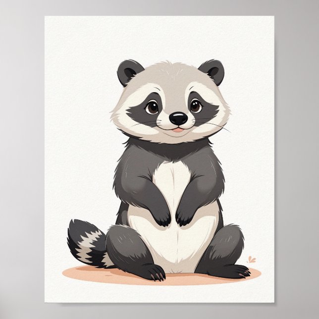 Cute Racoon Illustration  Poster (Front)