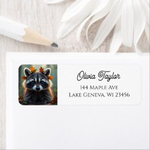 Cute Racoon in Fall Leaves