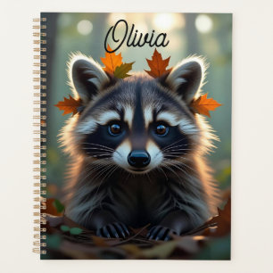 Cute Racoon in Fall Leaves Personalised Planner