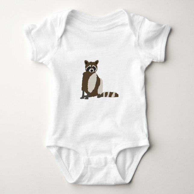 Cute Racoon in Pine Forest Illustration  Baby Bodysuit (Front)