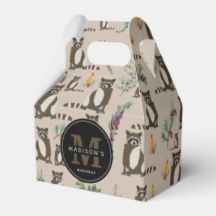 Cute Racoon in Pine Forest Pattern Favour Box