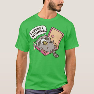 Cute Racoon In Pizza Box I Regret Nothing Funny T-Shirt