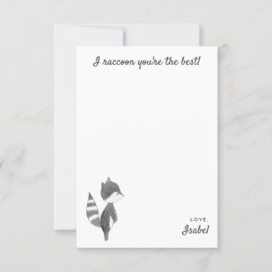 Cute Racoon Kids Personalised Thank You Card