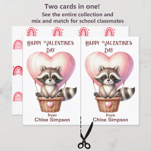 Cute Racoon Kid's Valentine Classroom Card