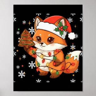 Cute Racoon Lights Tree Cake Funny Xmas Merry Chri Poster