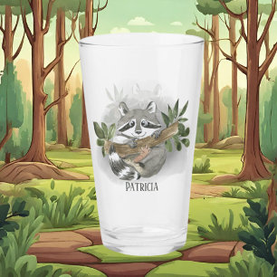 cute racoon lover add name  glass