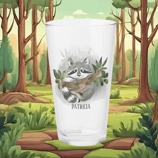 cute racoon lover add name  glass (Creator Uploaded)