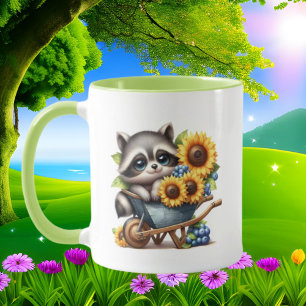 Cute racoon lovers add monogram mug