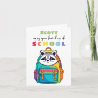  cute racoon New School Starter Card Son Daughter
