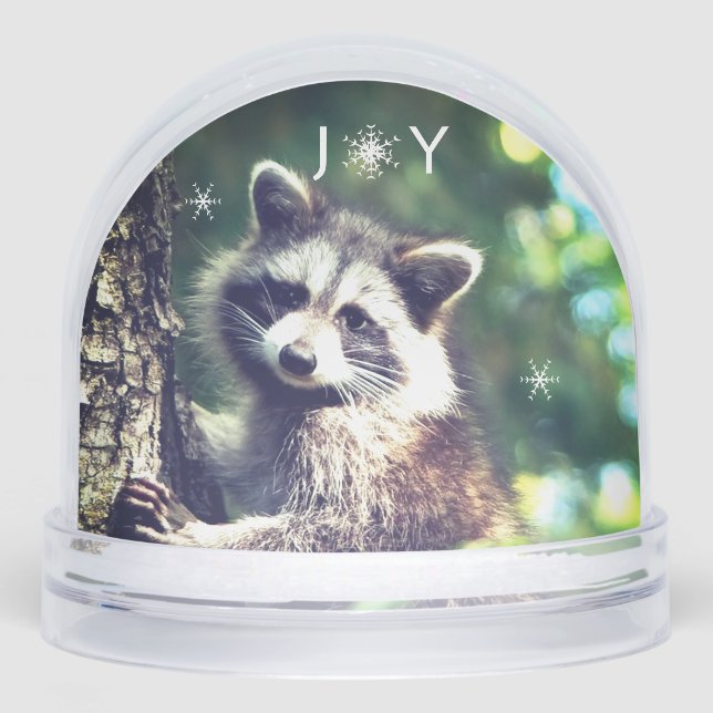 Cute Racoon on the Jungle Snow Globe  (Front)