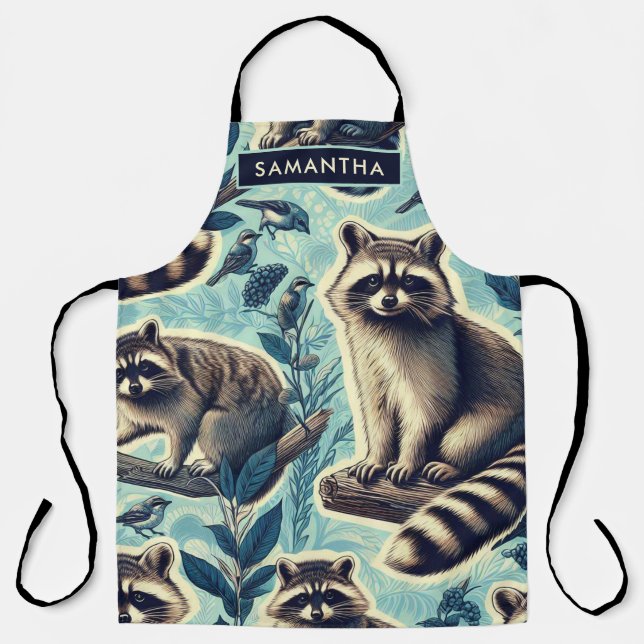 Cute Racoon Pattern Apron (Front)