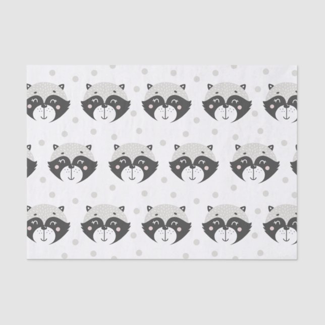 Cute Racoon Pattern - Kids Tissue Paper (Front)