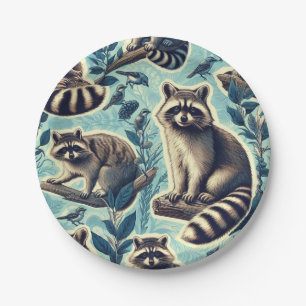 Cute Racoon Pattern Paper Plate