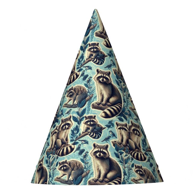 Cute Racoon Pattern Party Hat (Front)