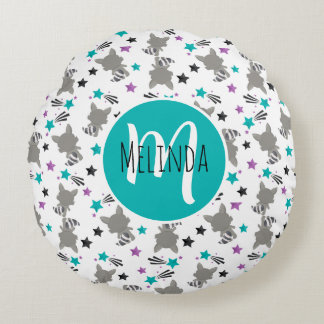Cute Racoon Pattern Round Cushion