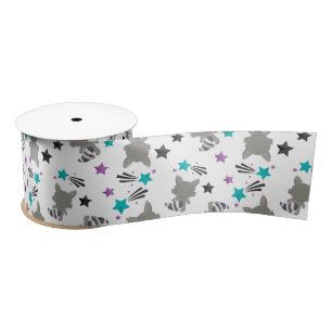 Cute Racoon Pattern Satin Ribbon