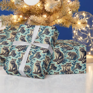 Cute Racoon Pattern Wrapping Paper