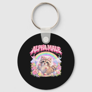 Cute Racoon Rainbow Floral Funny for Men Women Key Ring