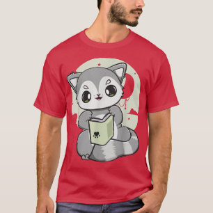 Cute Racoon Reads A Book For Bookworm And Book Lov T-Shirt