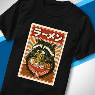 Cute Racoon Slurping Ramen Vintage Japanese Food T-Shirt