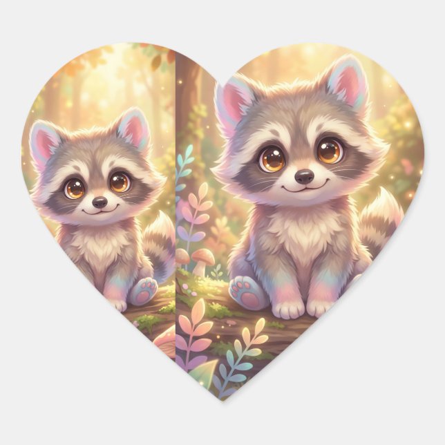 Cute Racoon Sticker – Soft Forest Calm  (Front)