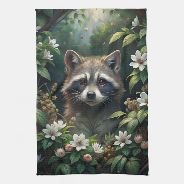 Cute Racoon Tea Towel (Vertical)