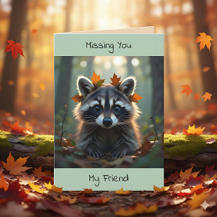 Cute Racoon   Thinking About You Card