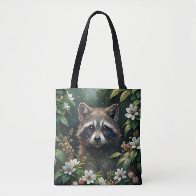 Cute Racoon Tote Bag (Front)