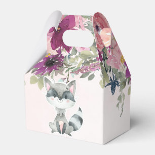 Cute Racoon Watercolor Peony Baby Shower  Favour Box