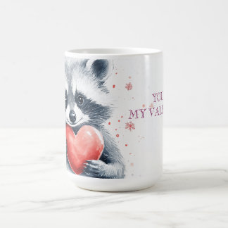 cute racoon with heart for valentine's day coffee mug