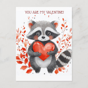 cute racoon with heart for valentine's day  postcard