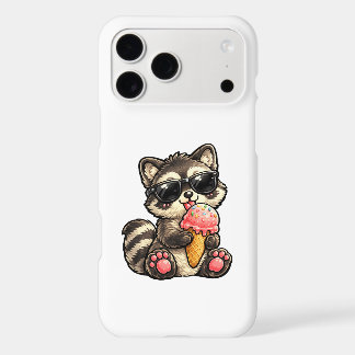 Cute Racoon With Ice Cream And Sunglasses