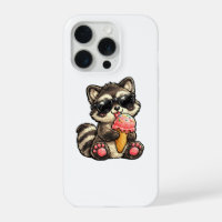 Cute Racoon With Ice Cream And Sunglasses