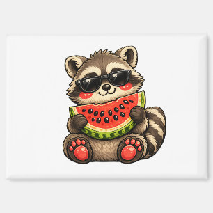 Cute Racoon with Watermelon Magnet