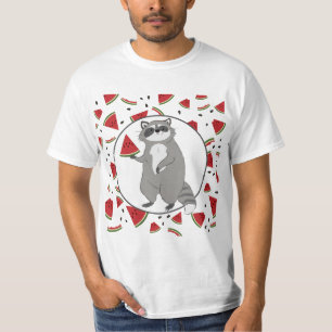 Cute Racoon with Watermelon Pieces  T-Shirt