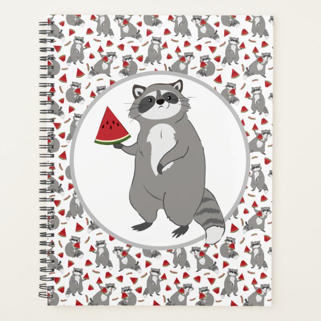 Cute racoon with watermelon planner (Front)