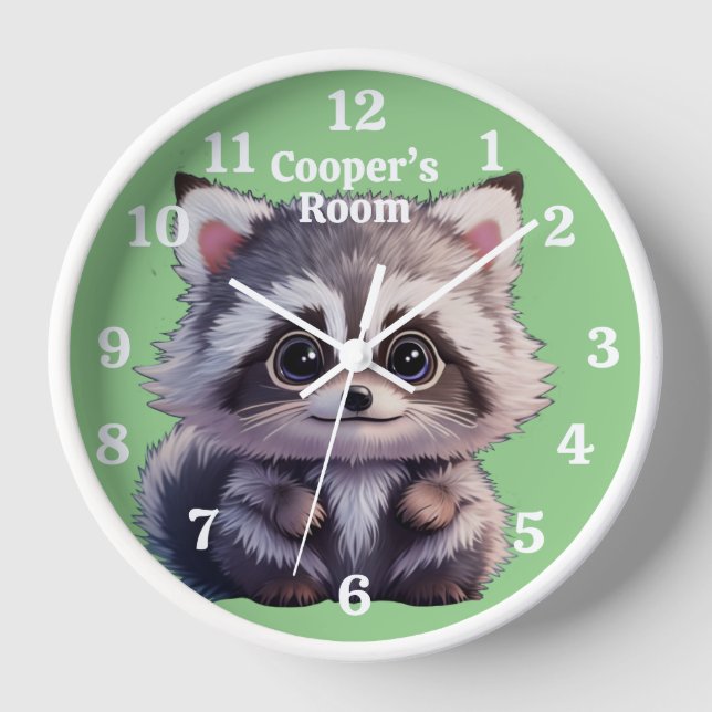 Cute racoon woodland animals forest friends  clock (Front)