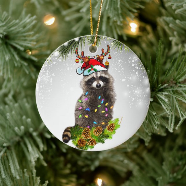 Cute Racoon woodland Jungle Wildlife Animal Ceramic Tree Decoration (Tree)