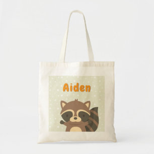 Cute Racoon Woodland Kids Personalised Tote Bag