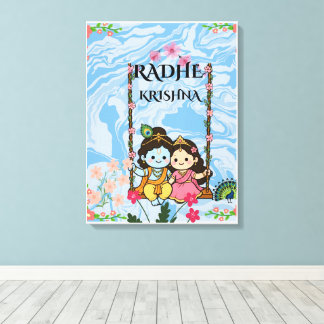 Cute Radha Krishna on Swing Wall Art | Shri Radhe