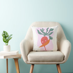 Cute Radish and Carrot Cartoon Cushion