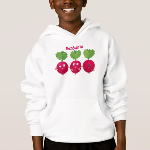 Cute radishes singing trio cartoon vegetables