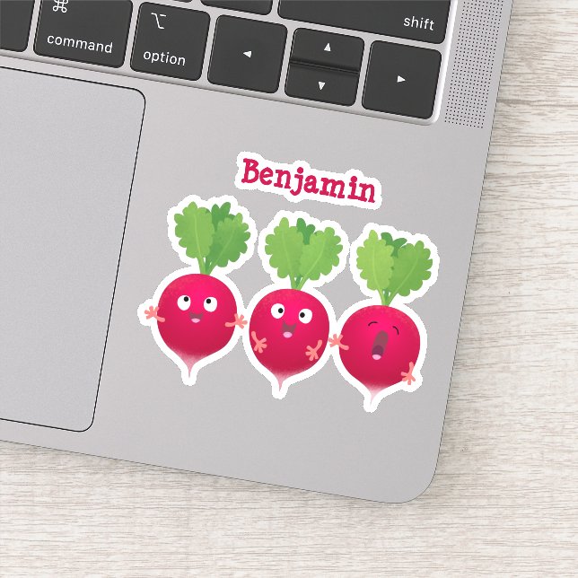 Cute radishes singing trio cartoon vegetables (Detail)