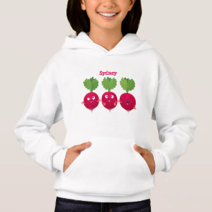 Cute radishes singing trio cartoon vegetables